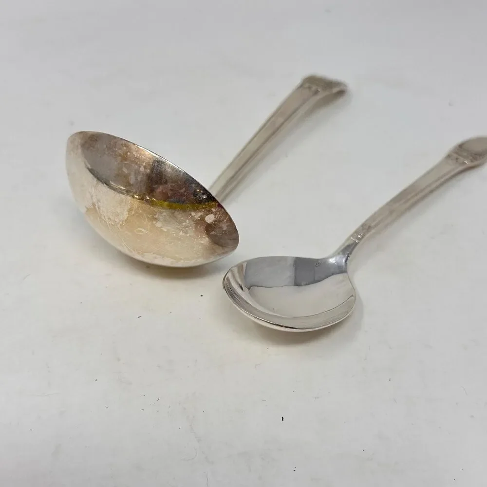 1847 Rogers Bros First Love Silverplate Gravy Ladle & Sugar Spoon Serving Set